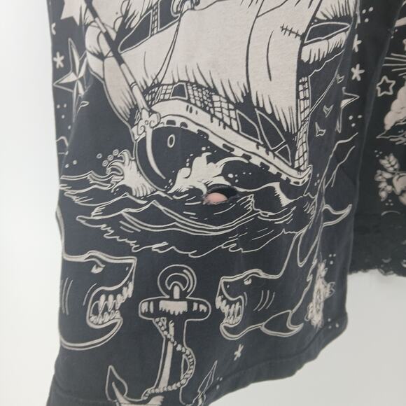 Y2K TOO FAST Camille Tattoo Flash Pajama Set XS Goth Rock Edgy Grunge Rockabilly - Picture 2 of 15